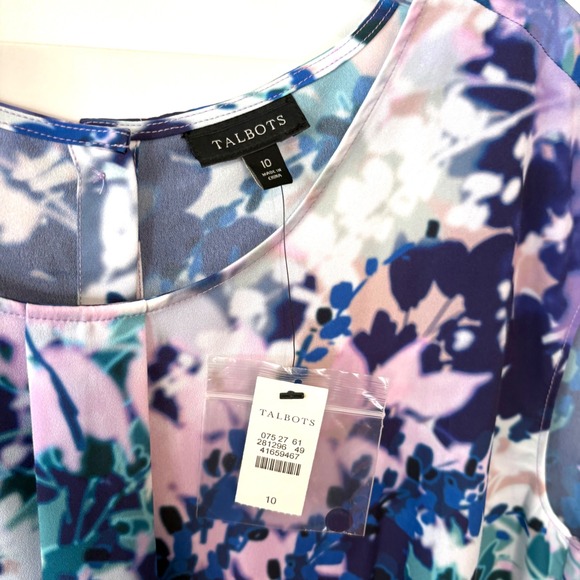 NWT Talbots Women's Purple Watercolor Sleeveless Blouse in Size 10 - Picture 6 of 9